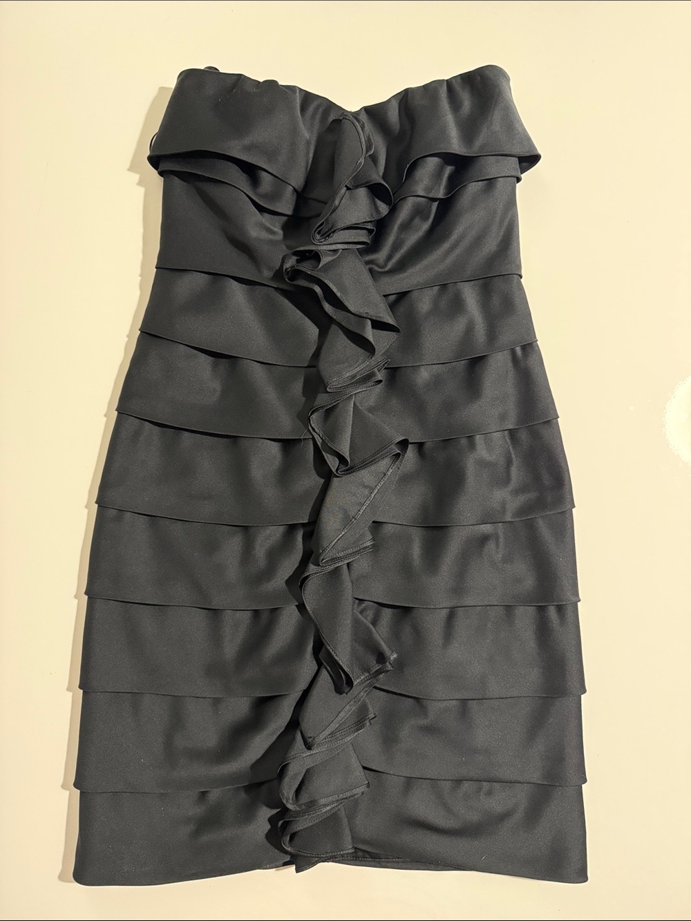 The Limited Black Strapless Ruffle Tiered Mini Dress Sz 2